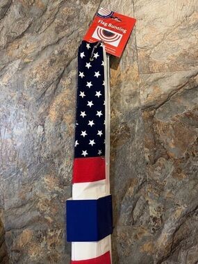 American Pleated Patriotic Flag Bunting 18x36 Inches July 4 USA Felt Finish